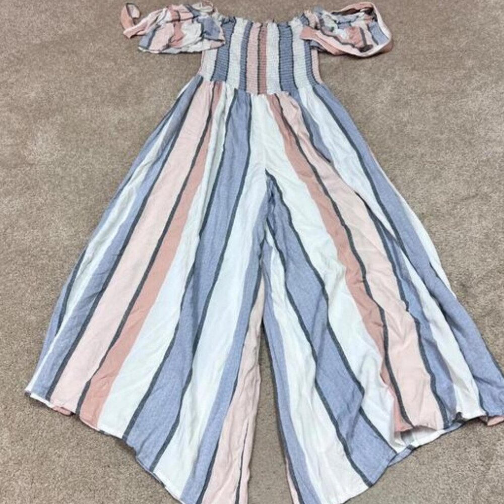 Jumpsuit Striped Short Sleeve Women's